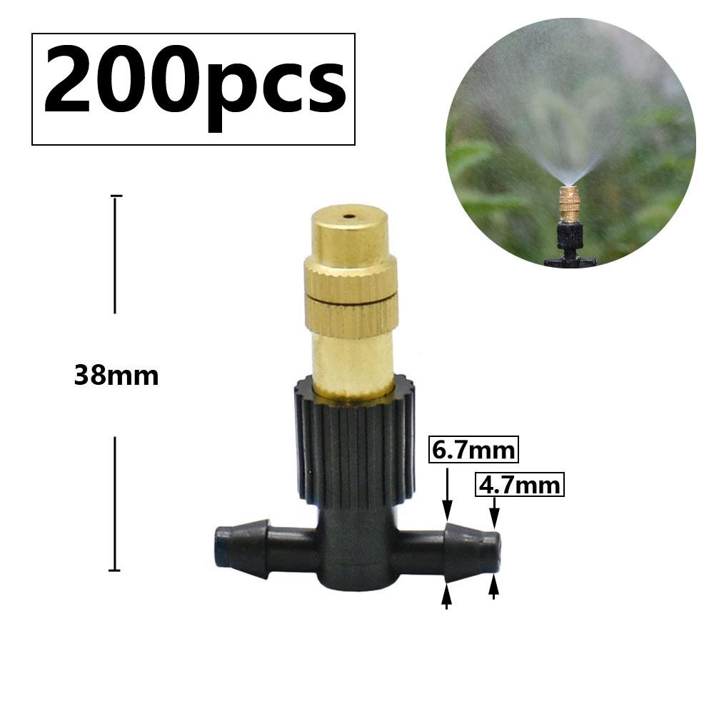 15-250Pcs Micro Drip Irrigation Misting Brass Nozzle Garden Spray Cooling Parts Copper Sprinkler with Thread Barb Tee Connector