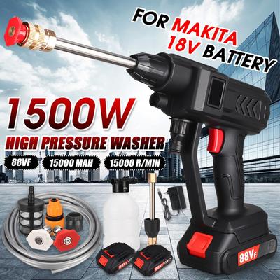 1500W 60 Bar Cordless High Pressure Car Washer Rechargeable Car Electric Water Gun Foam Machine for Makita 18V Battery