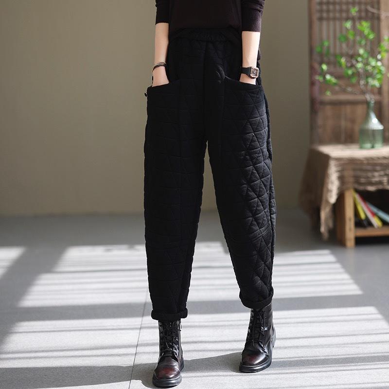 Women's Fall and Winter Large Size Thickened Pants Jacket Elastic Waist Casual Pants