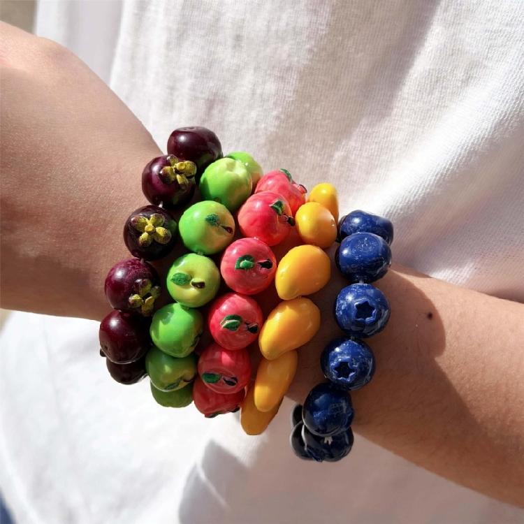 Acrylic Fruit Bead Bracelet Cute Blueberry Fruit Hand Chain Bangle For Party Daily Wear Fashion