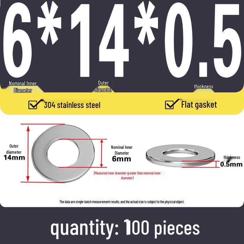 Plochá podložka z nerezové oceli 304 pro nastavení vůle hřídele (0,1/0,2/0,3 mm)