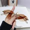 Fashionable Ladies Unisex Frameless Sunglasses Edge Cut Design Slimming Effect Sun Protection High-End Sensation Trendy Eyewear