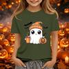 Kids' Halloween Printed Short Sleeve Neck T-Shirt, Loose Fit Top