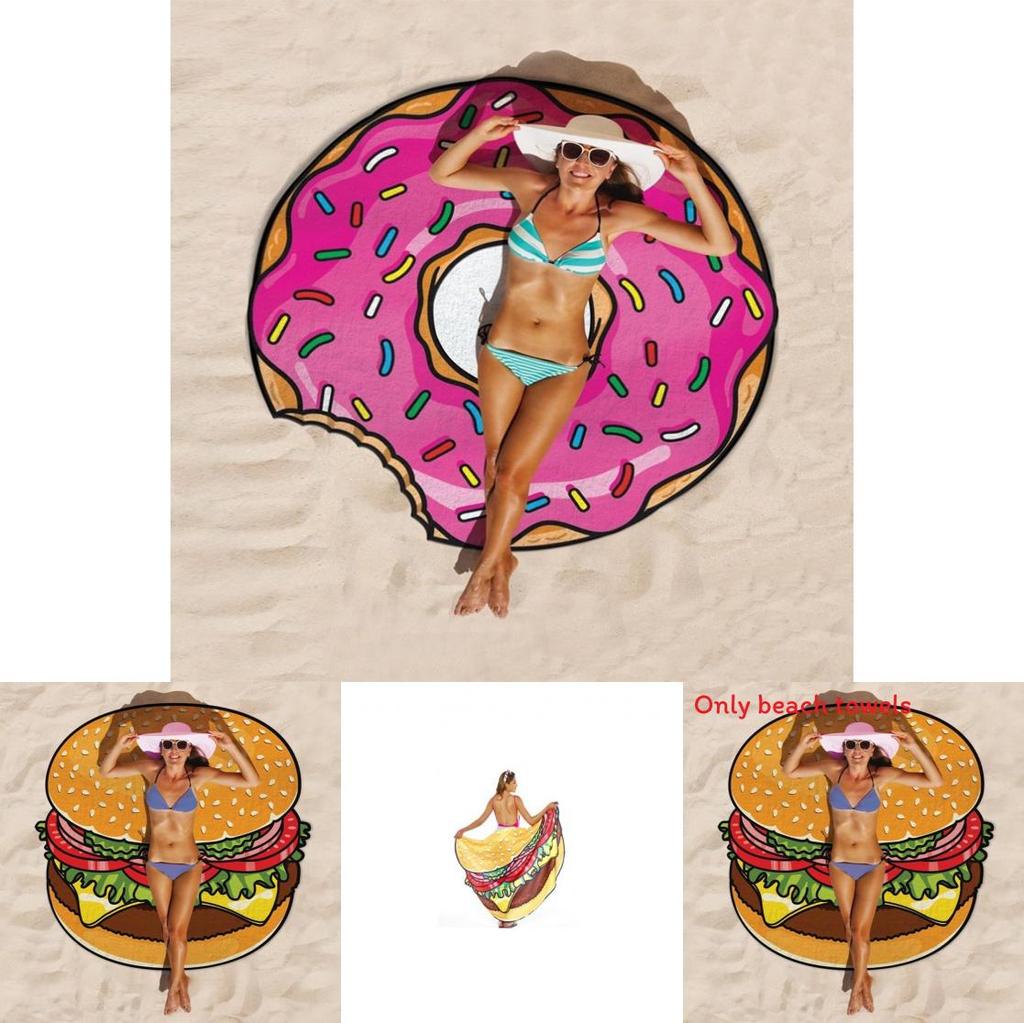 Hamburgers Donuts Pizza Design Strandlaken Voor Kinderen En Volwassenen Met Polyester Stof Voor Zwembad En Strand Gebruik