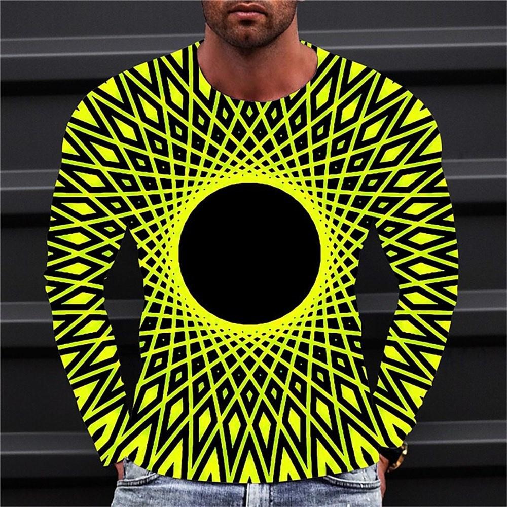 Men's Black Hole Pattern Fashion T-Shirt Men's Loose Oversized Top Casual Funny Clothing Winter Long Sleeve T Shirt Men Harajuku