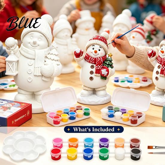 DIY Painting Santa Figurines Coloring Christmas Figurine Kit Paints & Brushes Included Snowman Reindeer Handmade Decorations Nutcracker Xmas