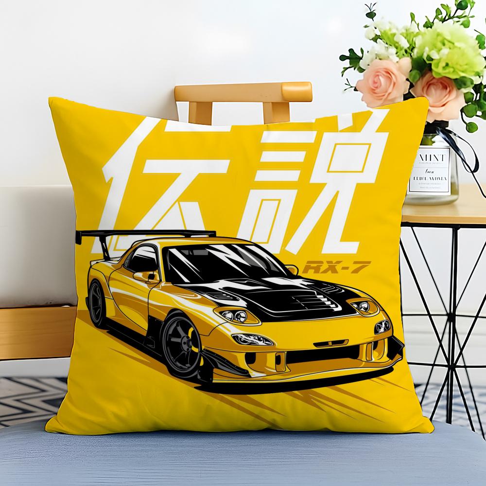 sports car illustration Cushion Cover Washable Linen comfort Soft  for Sofa Bed Cozy Home Room Decor