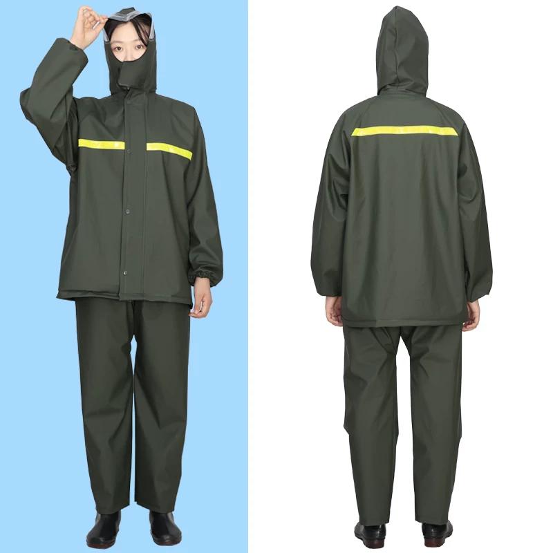 Raincoat and Rain Pants Split Set for Cycling, Outdoor Heavy Rain Protection Raincoat Set, Full-Body Motorcycle Delivery Raincoat