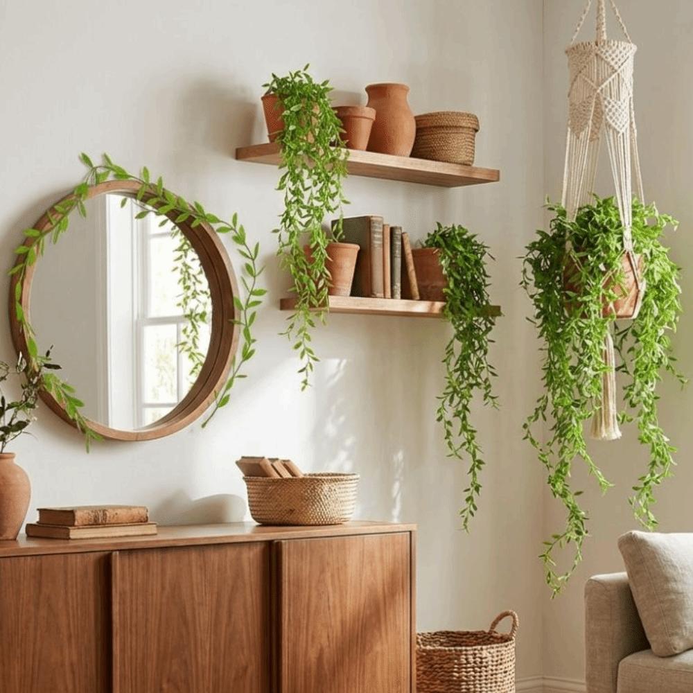 10pcs Plastic Artificial Willow Vine Realistic Green Leaves Simulated Weeping Willow Real Touch Handmade Fake Plant Garden Party