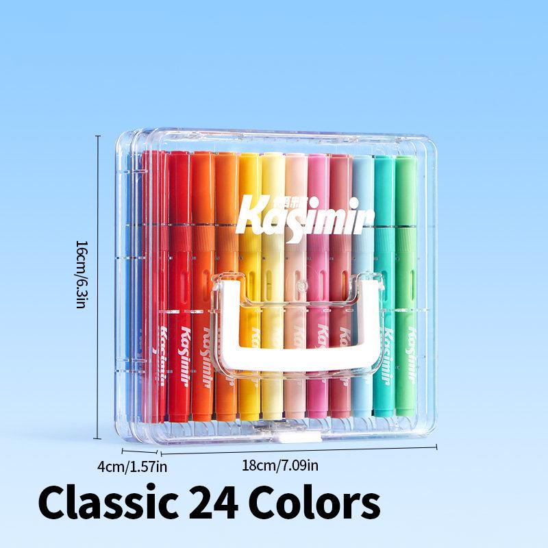 Casimir Liquid Ink Soft Tip Markers: 84 Opaque Colors, No Pressure Needed, Watercolor Pens & Brushes for Students