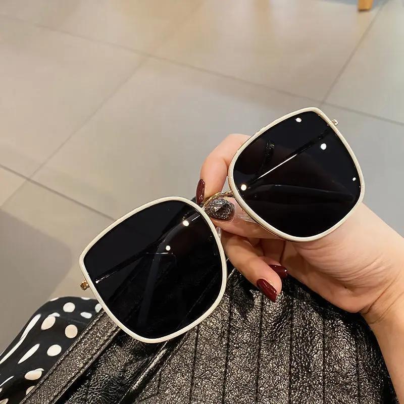 New White Concave Shape Sunglasses Big Frame Big Face Square Sun Glasses Women Vintage Brand Designer Shades Uv400 Eyewear