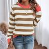Sweaters For Women  R-neck Striped Cute Color Block Fall Winter Knitted Pullover Tops