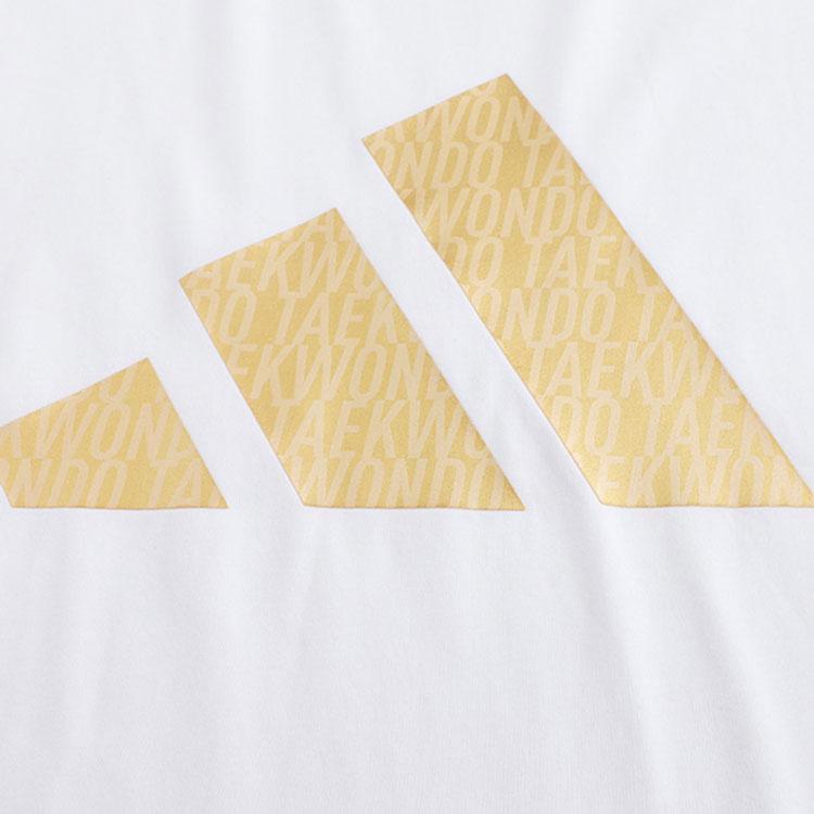 Adidas Taekwondo Round Neck Pullover Short Sleeve T-Shirt Fashion Comfortable Lace-Up Shorts Casual Sports Suit ADICLTSPSTK-WG+S21ATMSH1T-BW