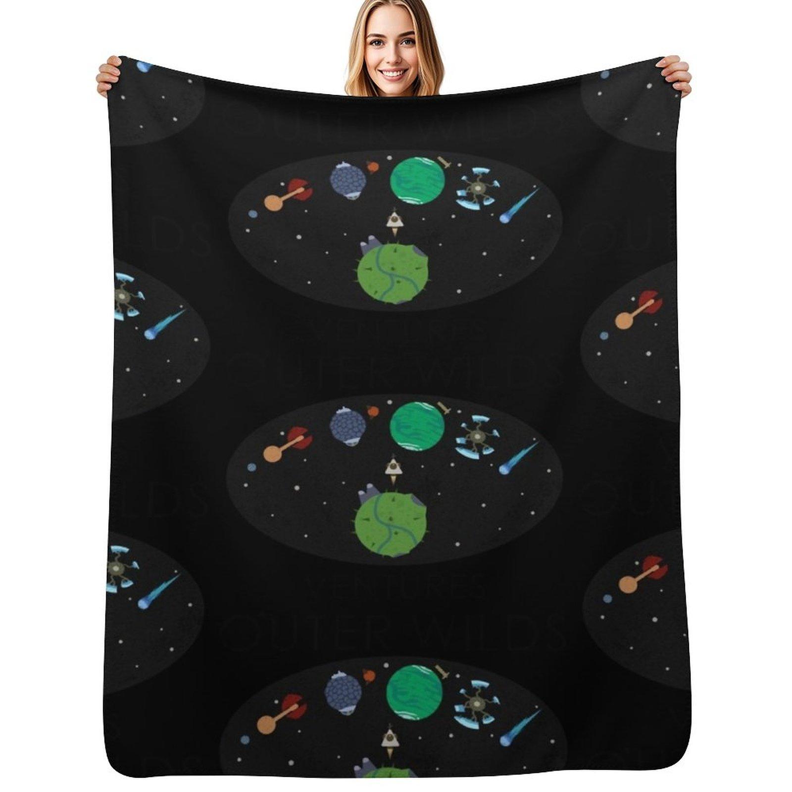 Outer Wilds Logo Throw Blanket Warm Throw Blanket Gift for Anniversary Size: 75*100cm, Weight: 230 GSM