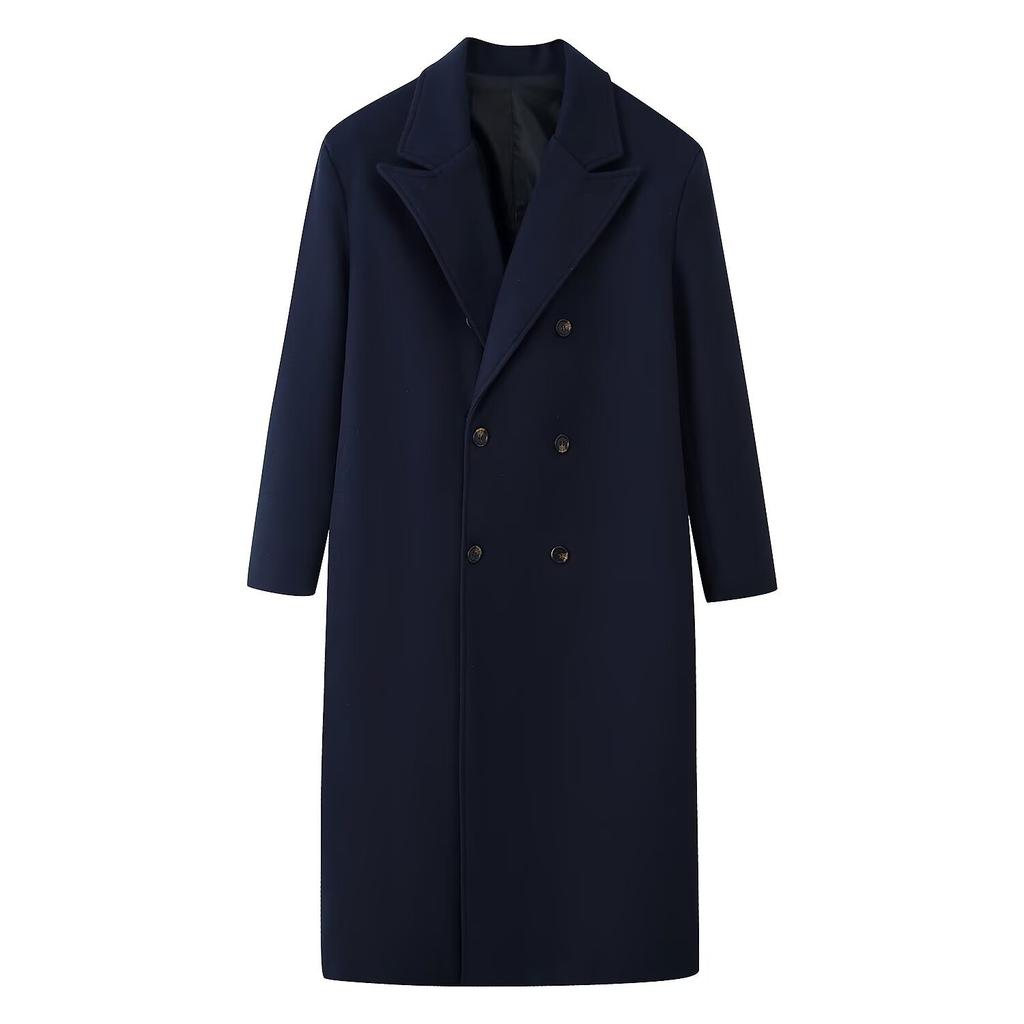 European and American Style, French Style, Women's Clothing, Versatile Five-color Double-breasted Extended Coat, Woolen Coat