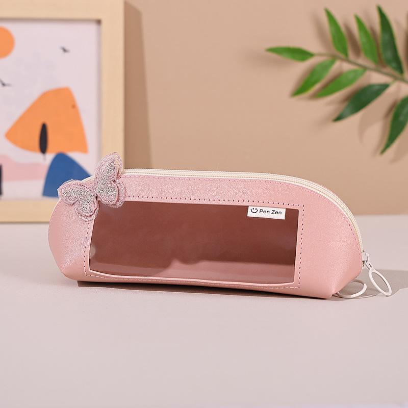 

Floral Pattern Pencil Case Falling Green School Storage Pencil Pouch Washed Leather Pencil Bag Washed Leather For School Storage розовый