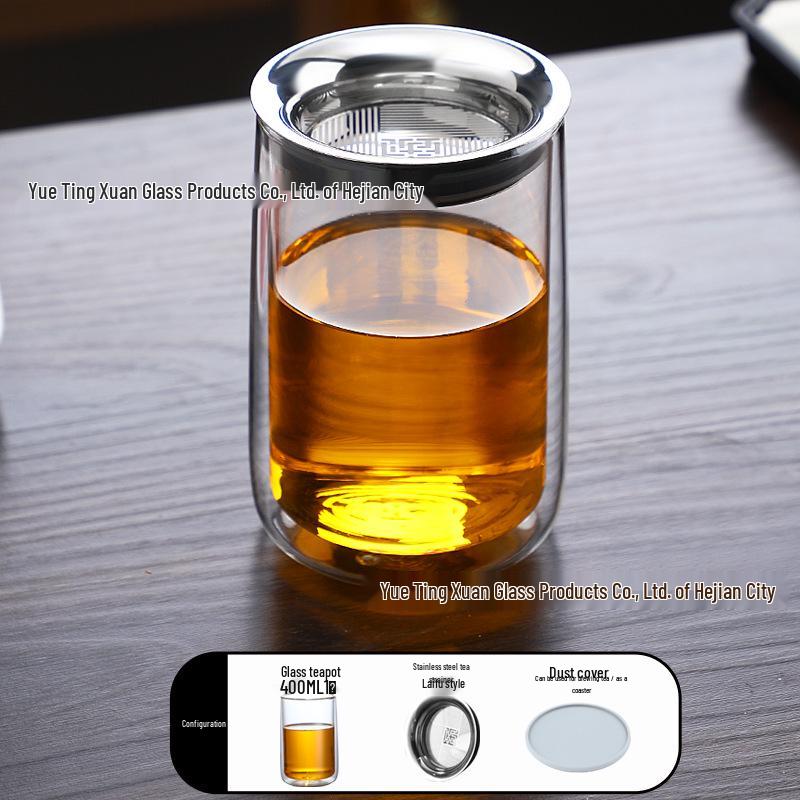 Double-Layer Glass Teapot with Infuser - Anti-Scald, Single-Serve Tea Set for Home or Office