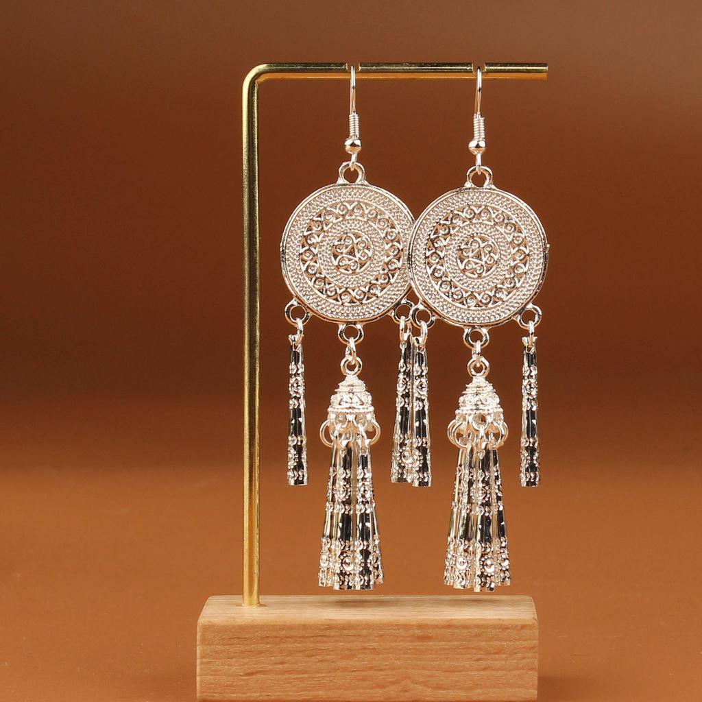 Retro Miao Silver Tassel Earrings: Ethnic Yunnan Long Dangle Women's Jewelry