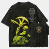 Double Sided Escanor The Seven Deadly Sins Vintage Washed Anime Tee Lion Sin of Pride Graphic Oversized Cotton Streetwear Casual Short Sleeve Tee Tops