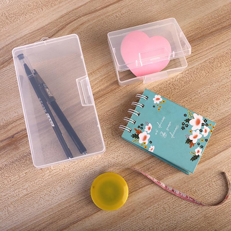Transparent Rectangular Plastic Storage Box Organizer Stickers Box Desktop Container Washi Tape Stickers Box Art Case Stationery