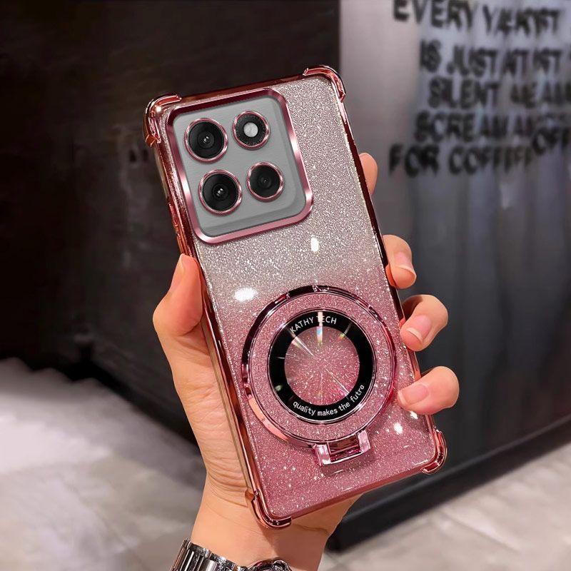 Funda de Lujo con Purpurina de Cuatro Esquinas para Motorola Signature Moto Edge 70 Ultra 60 Fusion 50 Pro G87 G77 G67 G86 Power Funda Resistente a los Golpes