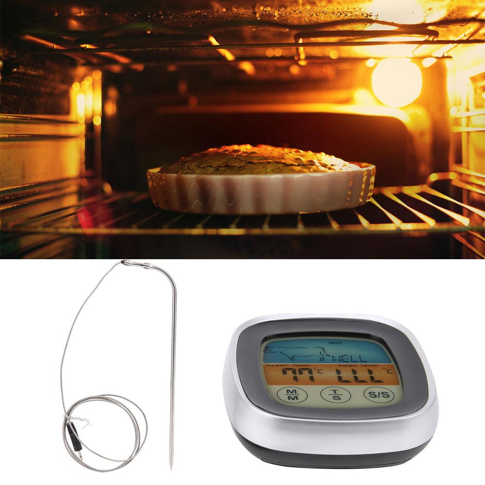 Meat Thermometer Digital Display Touch Screen Kitchen Timer Fork for Barbecue BBQ Cooking