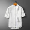 Men's Summer Three-Quarter Sleeve Linen Shirt - Loose Fit, Chinese Style, Cotton Blend Casual Top