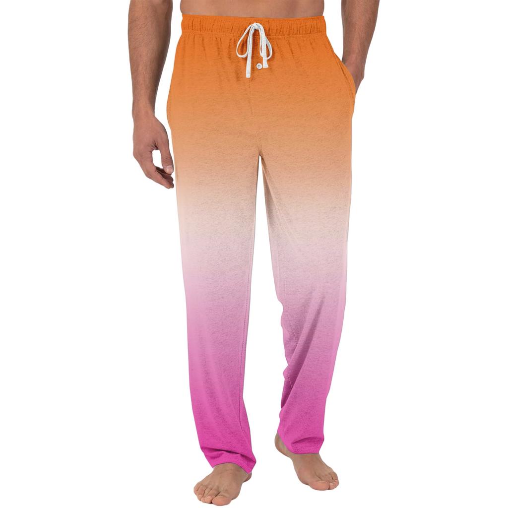 Herren Freizeit-Pyjamahose mit Taschen | Krawatte, Farbverlauf bedruckt, Leinwandbindung, lockere Passform elastischer Bund für Zuhause