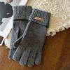 Fashion Winter Warm Gloves Women Korean Touch Screen Gloves Finger Holes Solid Color Thickened Warm and Cold Resistant Glove