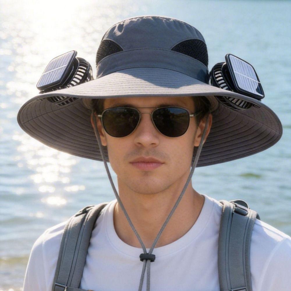 Cappello con Visiera a 3 Velocità per l'Estate, Doppia Ventola, Ampia Visiera, Comodo Cappello Ventilato Solare per Escursionismo