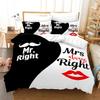 Black and White Couple Romantic Valentine's Day Comfortable Duvet Quilt Cover Pillowcase Bedding Set Decoration Home Textile