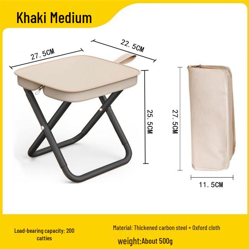 Portable Folding Camping Stool with Handle and Zipper Bag - Compact, Small, and Fully Foldable for Fishing and Queueing
