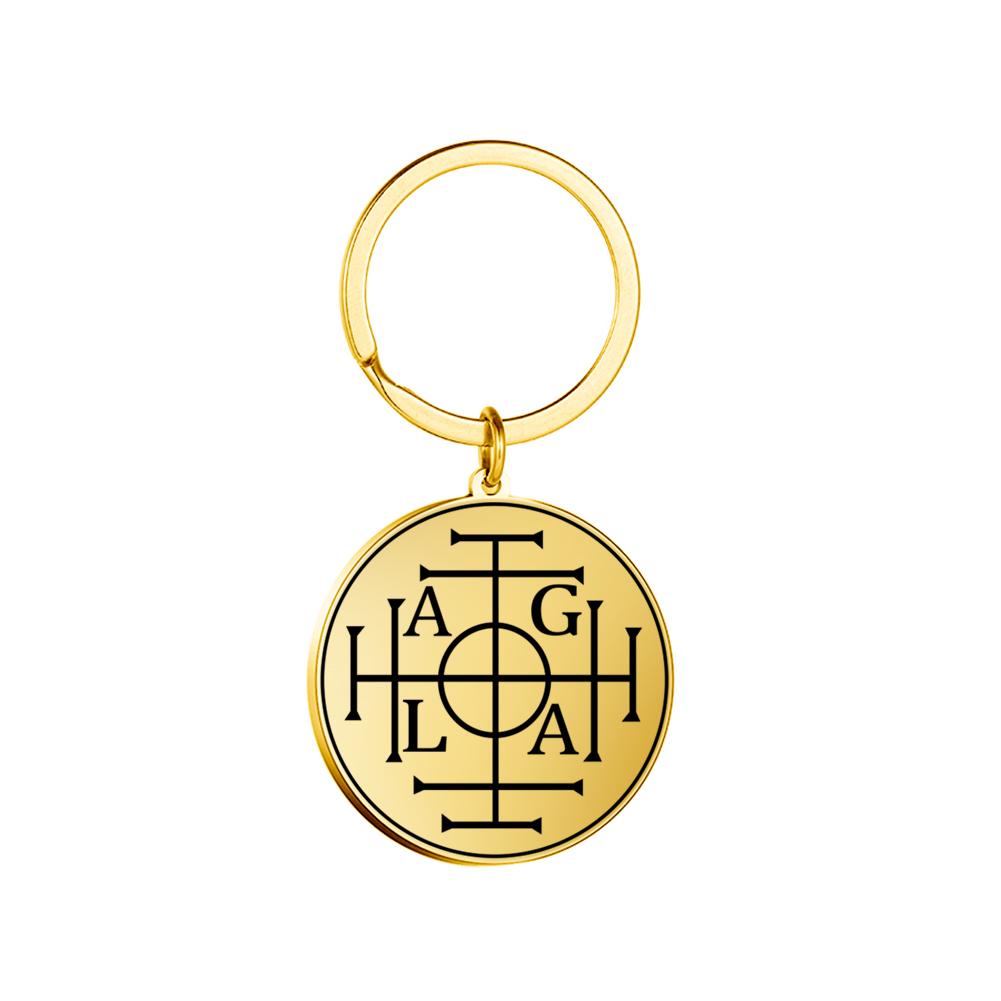 Dawapara Archangels Sigil Talisman Keychain Metatron Witchcraft Triple Moon Pentagram Pendant Stainless Steel Jewelry