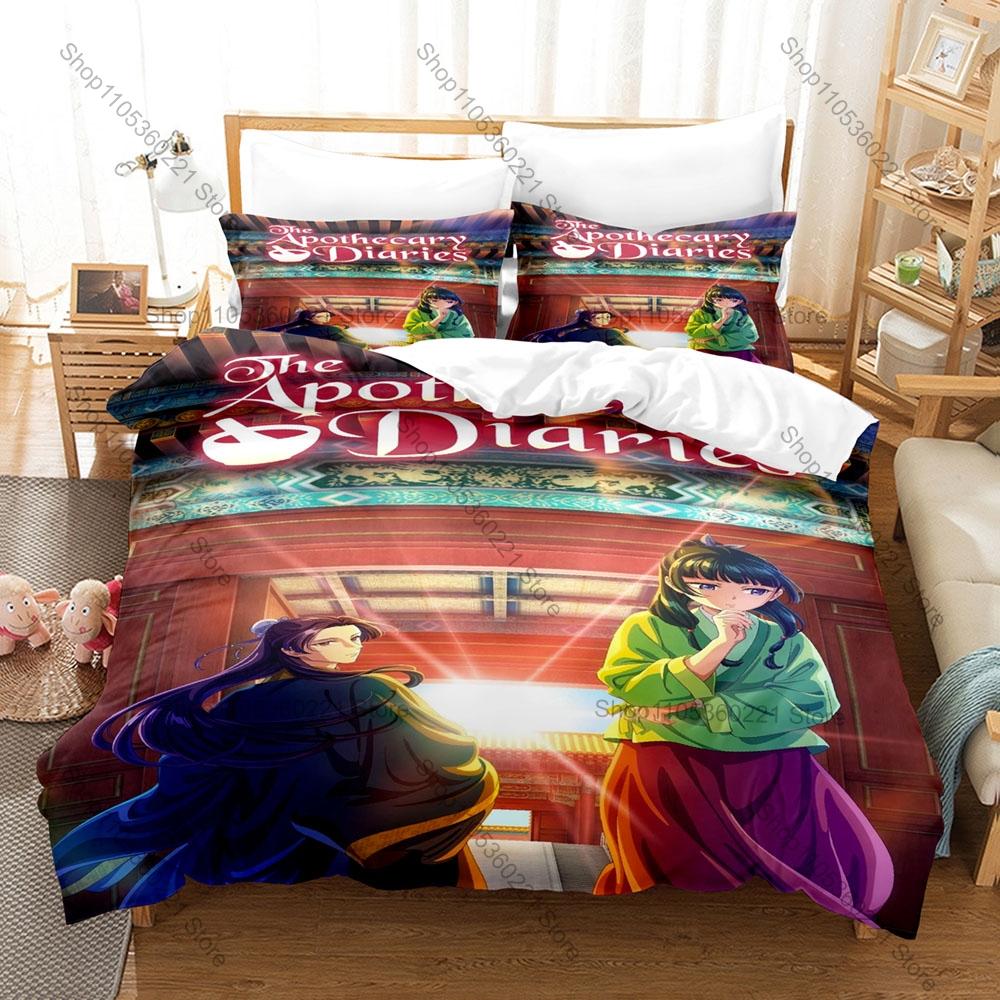 Fresco Il Diario dell'Apoticario Set Biancheria da Letto 3 Pezzi Maomao Jinshi Copripiumino in Microfibra 2 Federe Senza Imbottitura