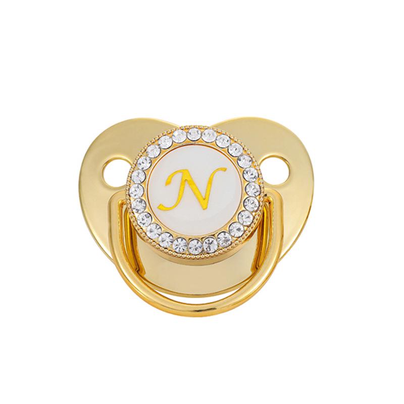 Goldenes Alphabet Schnuller Beißring - Baby Beruhigungsspielzeug