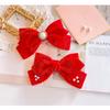 1pc New Year Girls Cute Red Gold Velvet Hairpins for Kids Children Sweet Hair Rope Hair Clip Barrettes Fashion Bow Accessories