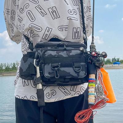 Waist Fanny Fishing Tackle Bags Waterproof with Rod Holder Fishing Lure Backpack Crossbody Shoulder Fishing Bags Accessories