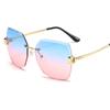 Mode Übergroße Randlose Sonnenbrille Damen Berühmte Luxusmarke Design Sexy Vintage Dame Sommerstil Sonnenbrille