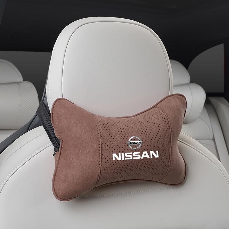 1Pcs Car Seat Headrest Auto Logo Neck Spine Protection Pillow For Nissan GTR NISMO Qashqai Patrol X-trail Tiida Navara Sylphy