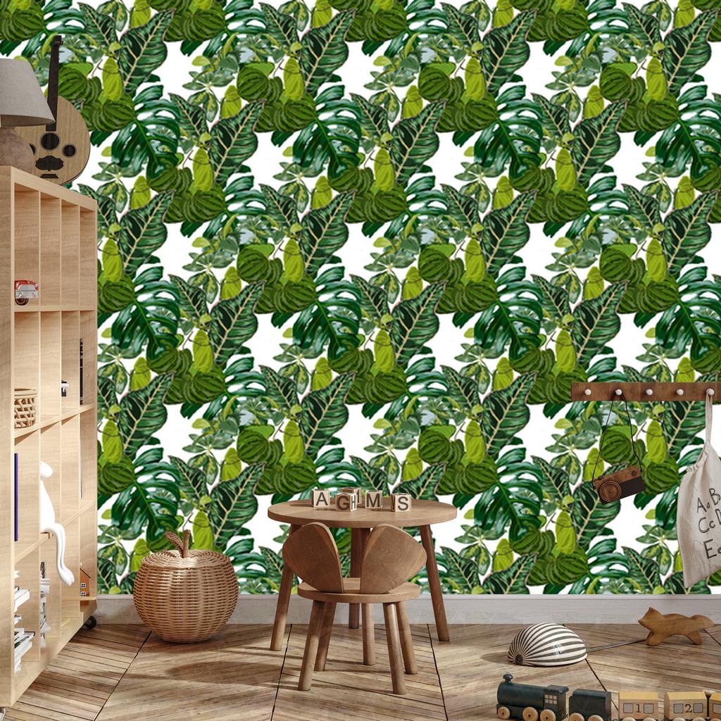 Wallpaper Leaves of exotic plants for living room and bedroom 50x1000