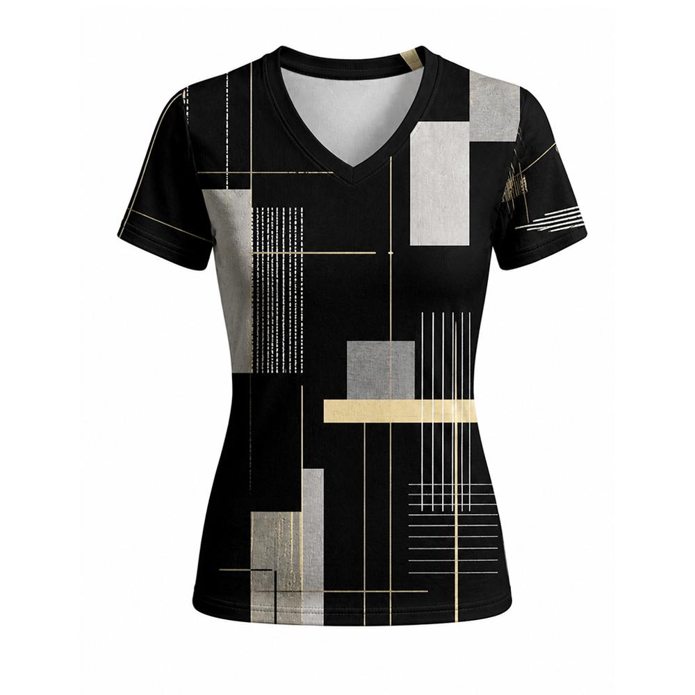 Women's Geometric Abstract Print V-Neck T Shirt Daily Casual