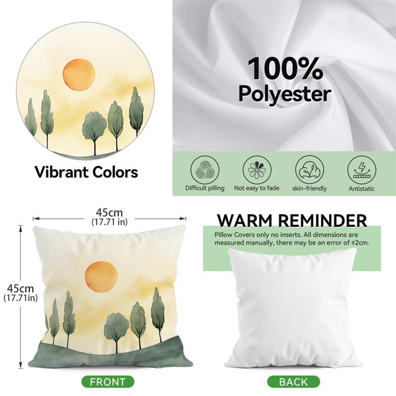 Modern Watercolor Tree Cushions Pillowcase Printed Polyester 45X45Cm Throw Pillow Cover Decorative Sofa Cushion Pillowslip