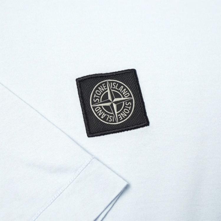 STONE ISLAND T-shirt con Patch Logo Azzurro Uomo Top 741524113-V0041