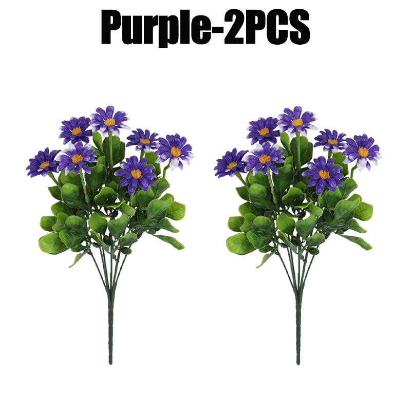 2/4/8PCS Artificial Chrysanthemum Daisy Flowers Plastic Simulation Plants Decorative Ornament for Outdoor Home Garden Display