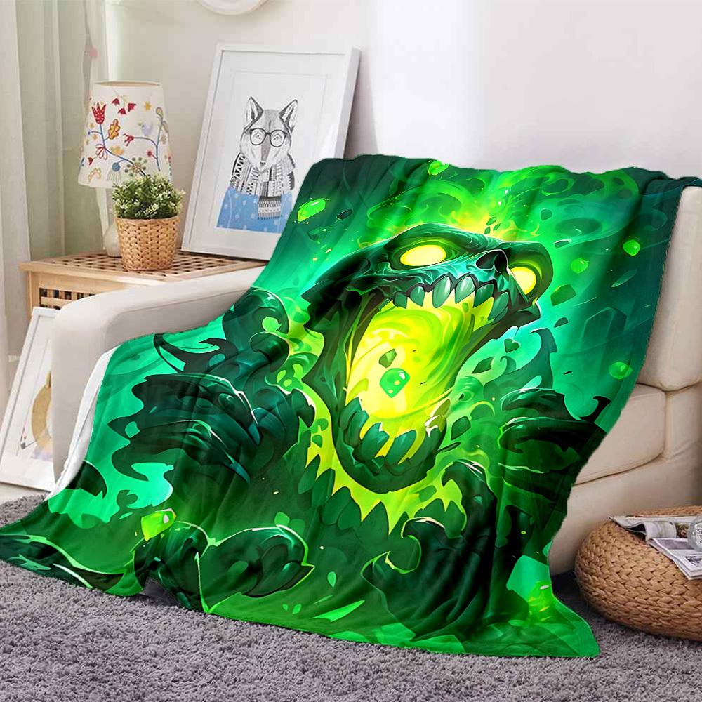 1pc Monster "Greenery" Blanket, Lightweight Flannel Throw Blanket for Sofa, Bed, Travel, Camping, Living Room, Office, Couch033