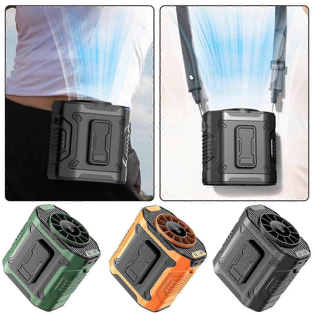 Tragbarer Hüftventilator mit 100 Leistungsstufen, leistungsstarker, wiederaufladbarer Nackenventilator mit Clip-Befestigung, ideal für Baustelle, Outdoor-Aktivitäten, Landwirtschaft, Angeln und Camping.