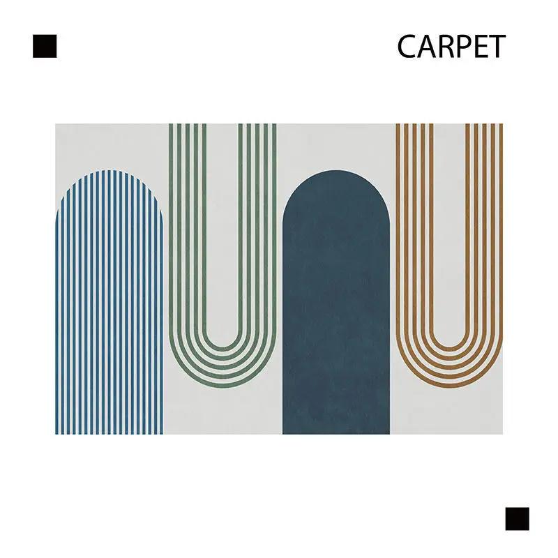 Nordic Modern Minimalist Living Room Carpet Abstract Non-slip Luxury Bedroom Rug Home Decoration Fluffy Square Vortex Mat