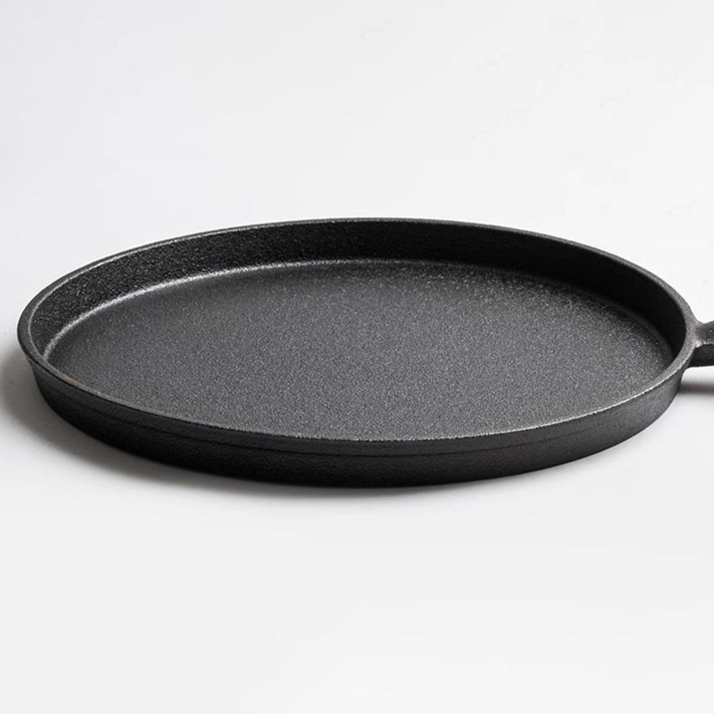 Cast Iron Frying Egg Pan Uncoated Non Stick Thin Pancake Platter with Handle Omelet Steak Pizza Pot Steak Fried Egg Frying Pan