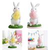 Easter Bunny Statue Holiday Decor Cute Realistic Rabbit Sculpture Animal Figurine for Office Fireplace Desk Living Room Walkway