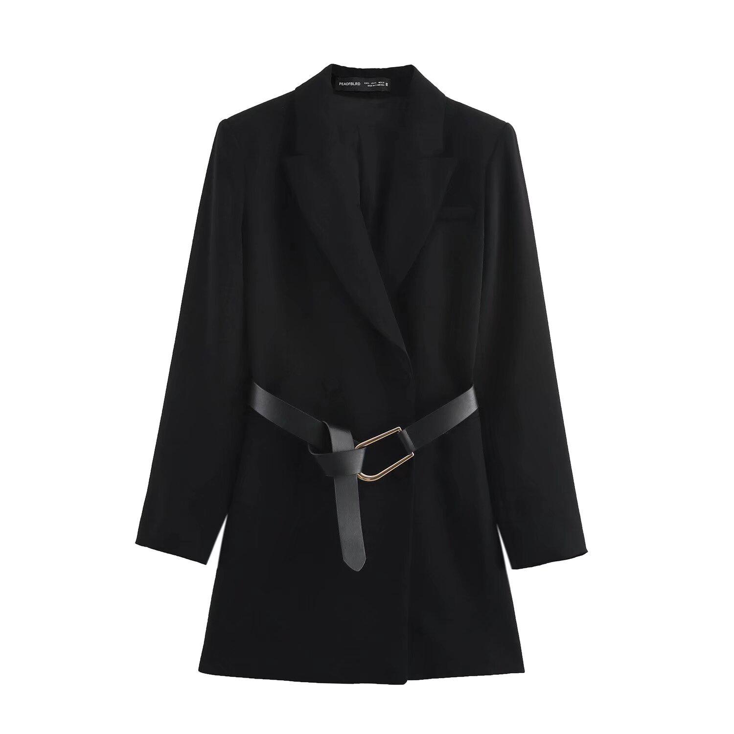 

Women s European & American Style French Business Casual Belted Dress XS